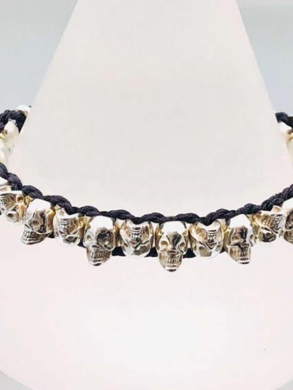 Vintage Links of London Sterling Silver Black Skull Friendship Bracelet